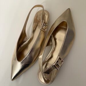 Vince Camuto Metallic Egyptian Gold Pointed Slingback Flats Valther mule